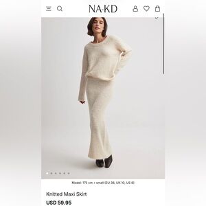 NA-KD Cream Knitted Maxi Skirt Set